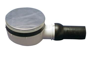 Brausetassensiphon flach DN40 mit Kugelgelenk für Ablauföffnungen d 90mm und Abdeckplatte d 113mm Edelstahl HL521